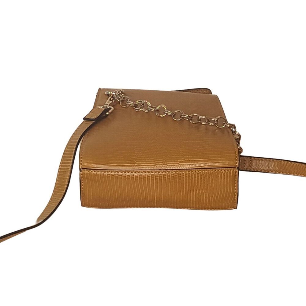 Topshop Brown Leather Chain Crossbody Bag OS Animal Print Boho Classic Workwear - Picture 5 of 8